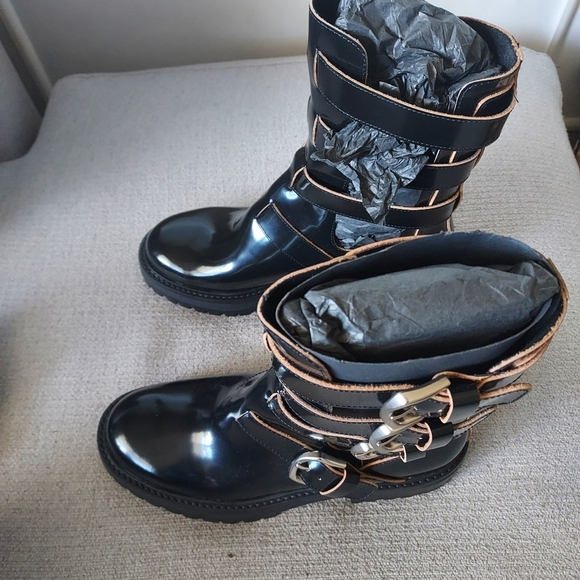 ZARA Leather Buckle Open Sides Boots - Picture 9 of 11